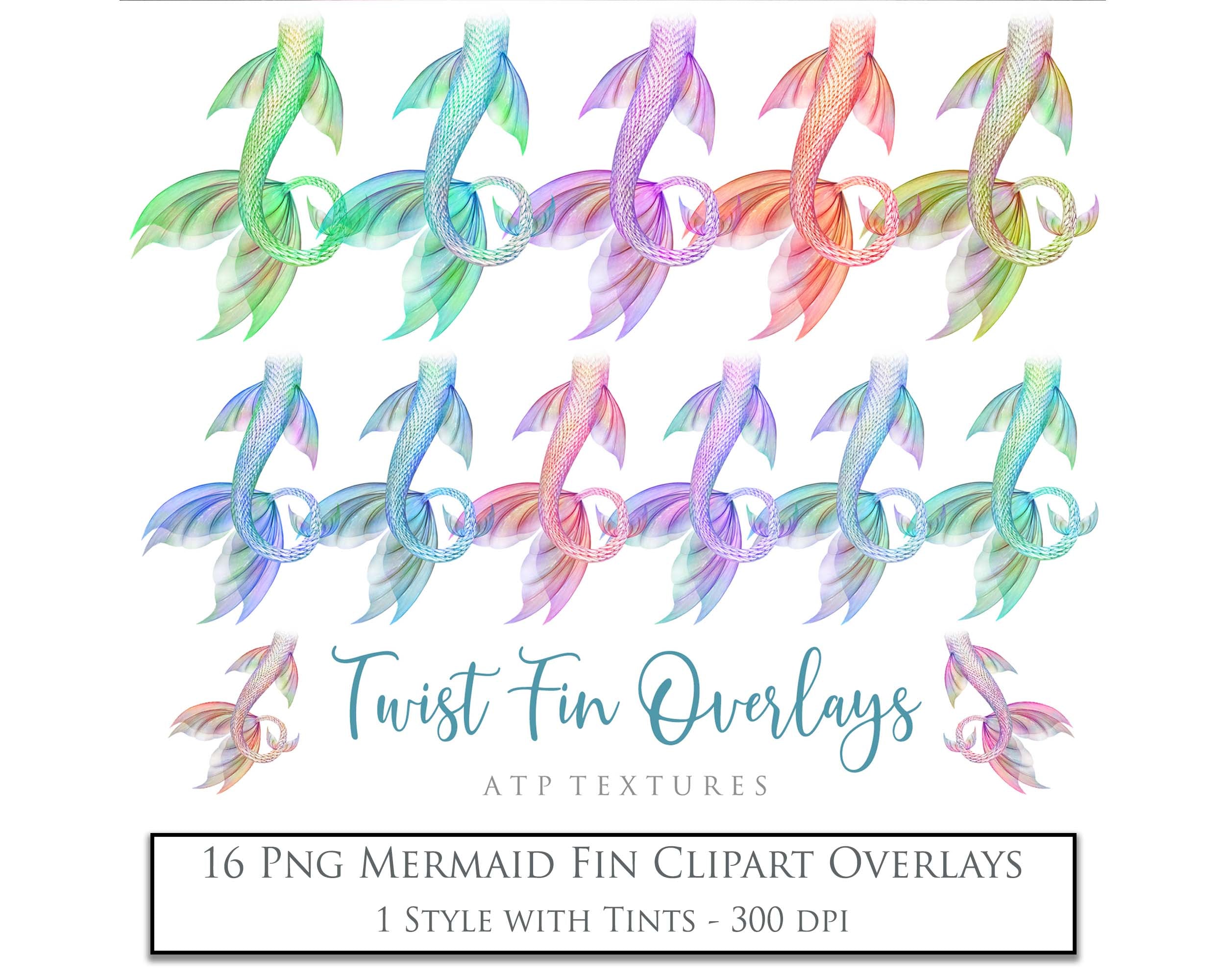 Png transparent Mermaid Tail fin overlays in colourful tints. By ATP Textures Ocean undersea digital backgrounds.